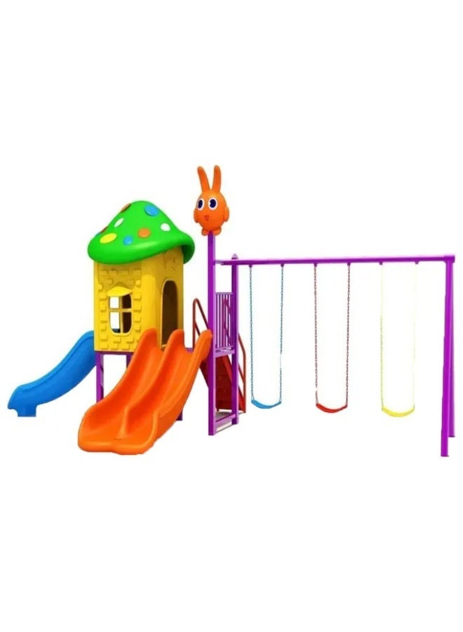 MYTS Cute Mega Play Zone with 3 Swings & 2 Slides | Outdoor Kids Playset | Large Backyard Activity Centre – 620 × 380 × 280 cm - Image 1
